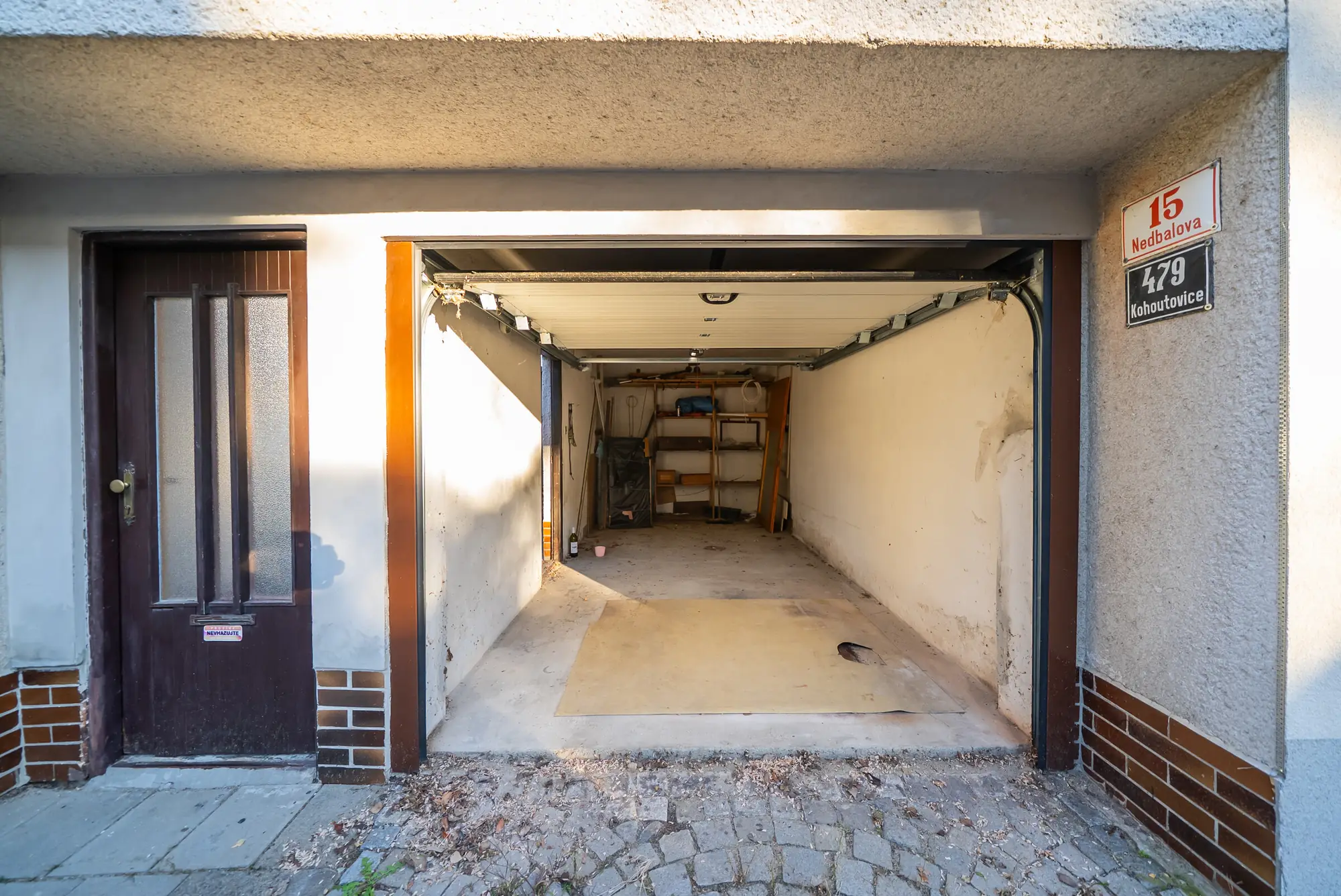 Open garage next to the front door